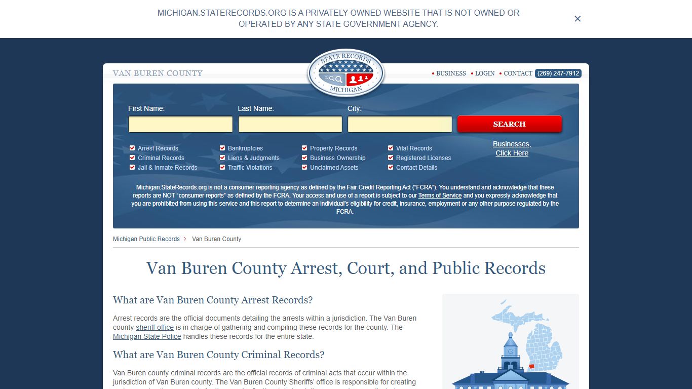 Van Buren County Arrest, Court, and Public Records