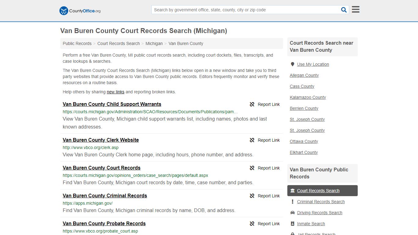 Van Buren County Court Records Search (Michigan) - County Office