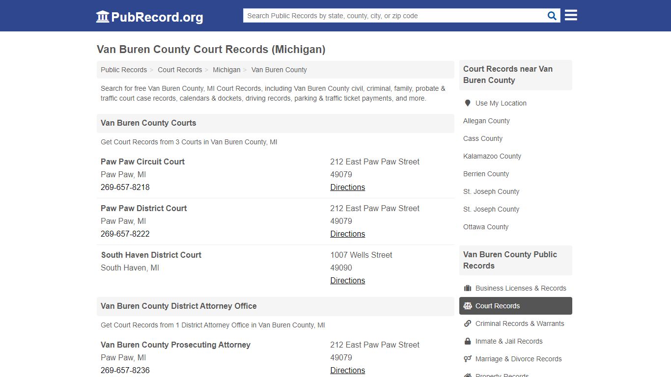 Free Van Buren County Court Records (Michigan Court Records)